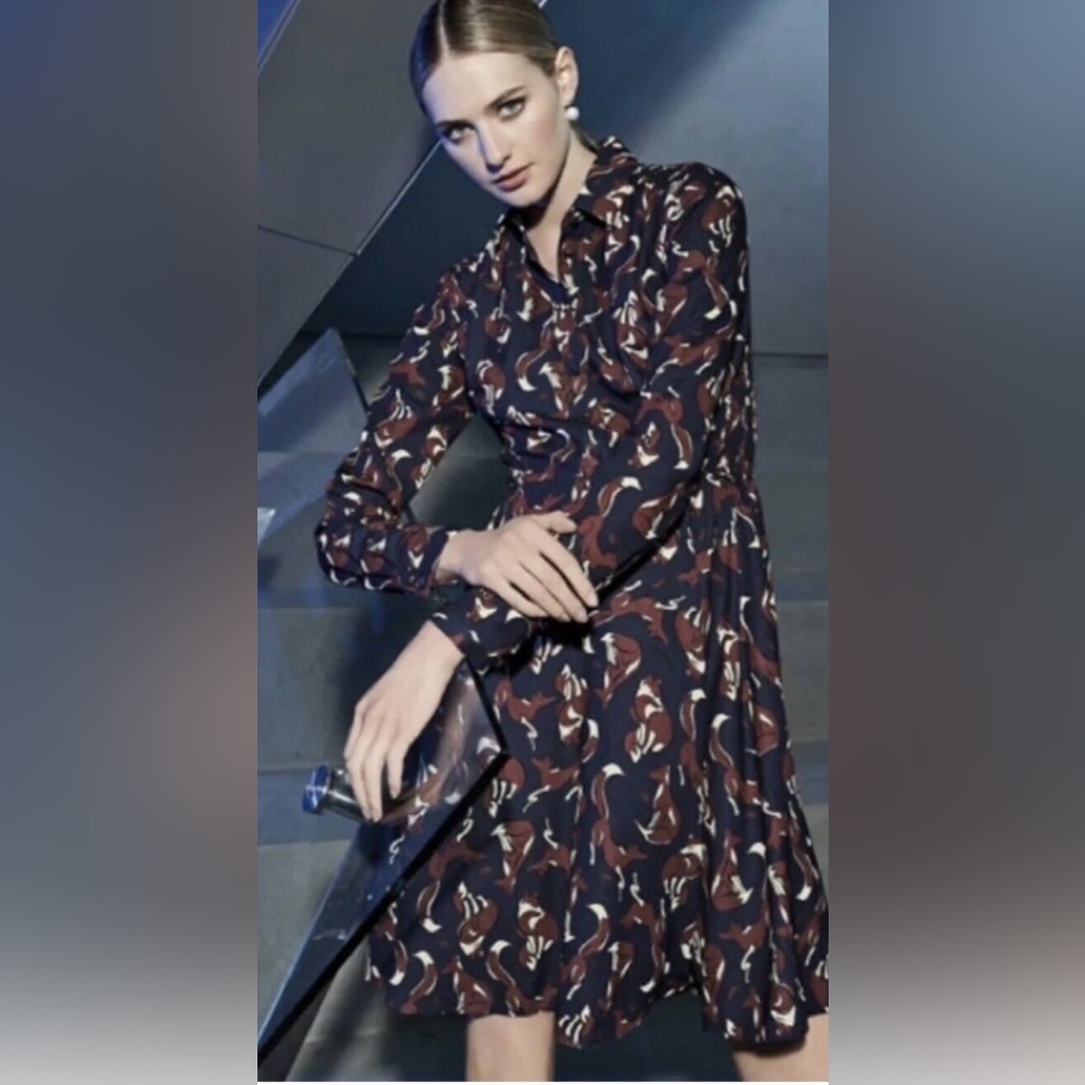 Kate Spade New York "So Foxy" Foxes Smocked Dress Long-Sleeve Dress